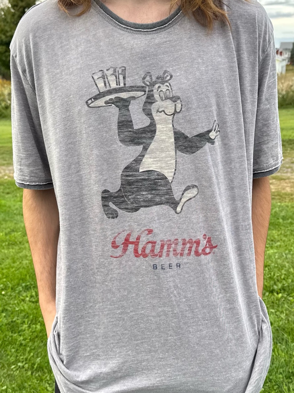 Lucky Brand Grey Hamm's Beer Graphic Tee